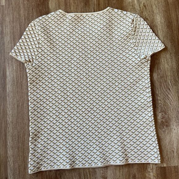 Theory Women's Size P Beige 'Ferson Glossed' Printed Boxy Shirt Heavy Weight - Picture 3 of 7